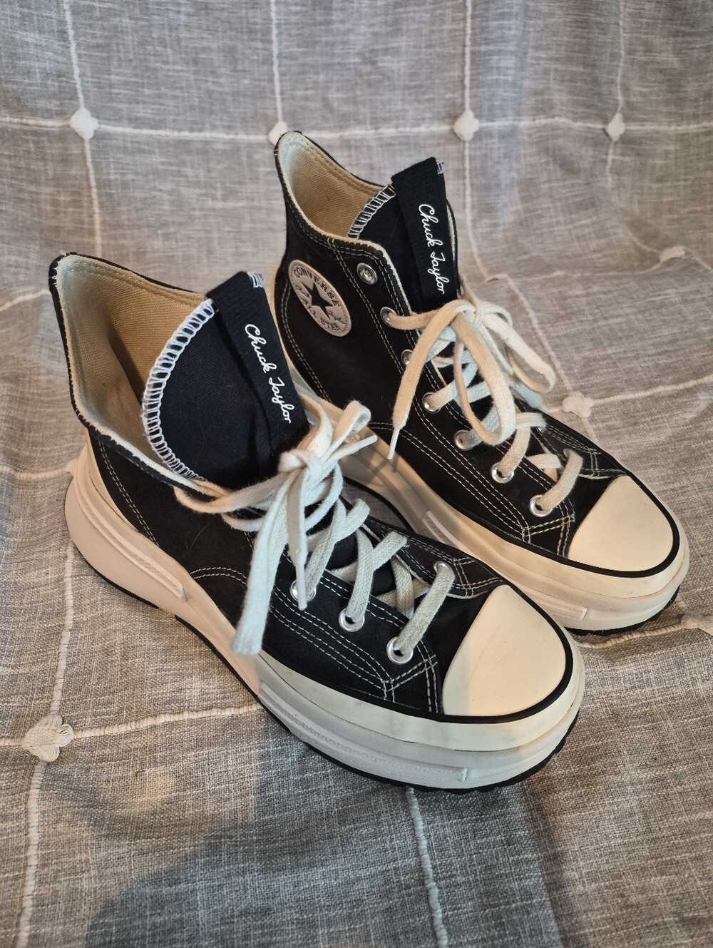 Converse Black Canvas High-Top Sneakers with White Soles